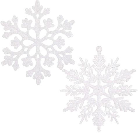 36pcs Christmas Glitter Snowflake Ornaments 4 Inch Plastic Snowflake