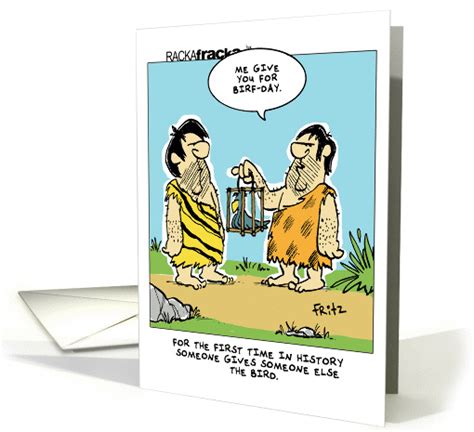 Giving The Bird For Your Birthday Caveman Humor Card 1313556