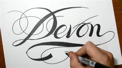 Calligraphy by the type fetish. Sketching the Name Devon in Cool Calligraphy Script ...