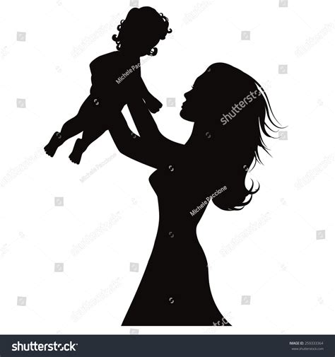 Mother Holding Baby Silhouette Eps 10 Stock Vector Royalty Free