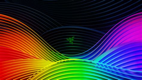 Wallpaper Razer Gaming Equipments Rainbow Colors Waves