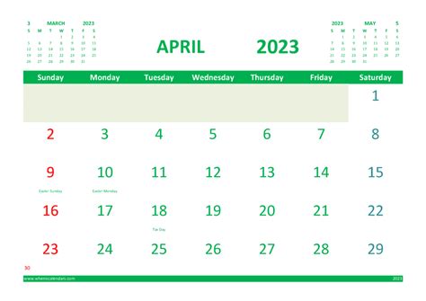 Free April Calendar 2023 Printable With Holidays
