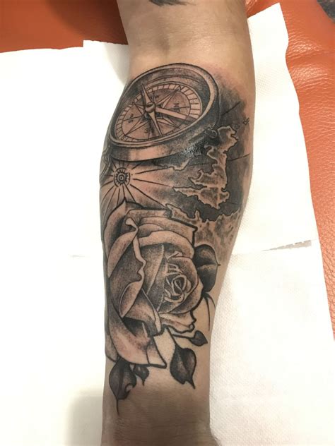 Abdulrose Compass Tattoo Rose Compass Dotwork Tattoo