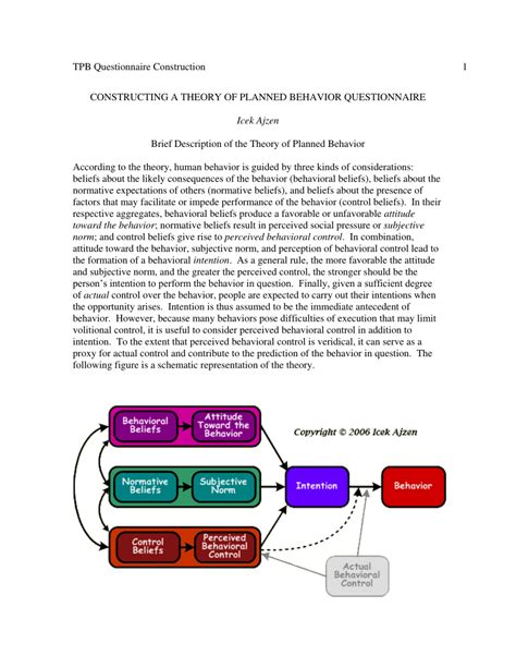 The predictability of intentions and behavior is definitely higher than tra, or other prior theories on predicting and understanding human behavior. (PDF) Constructing a Theory of Planned Behavior Questionnaire