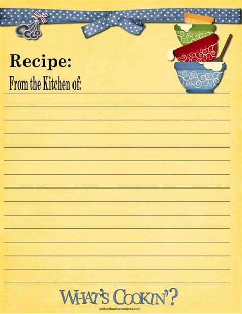Free Printable Fill In Recipe Cards