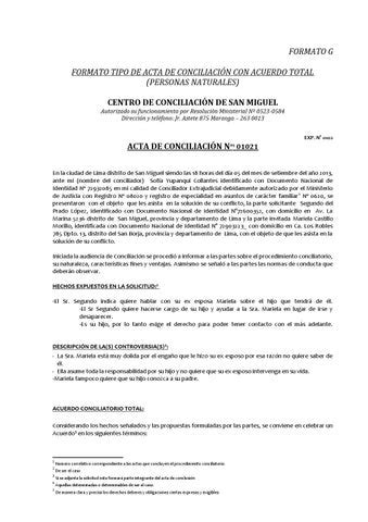 Acta de conciliacion s y by Sofía Yupanqui Issuu