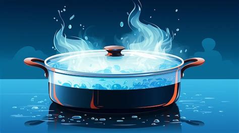 Premium Ai Image Boiling Water In Pan Black Cooking Pot On Stove With