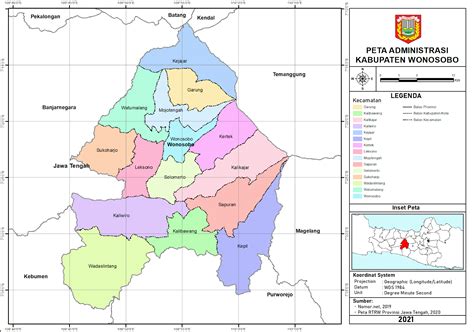 Peta Administrasi Kabupaten Wonosobo Provinsi Jawa Tengah Neededthing