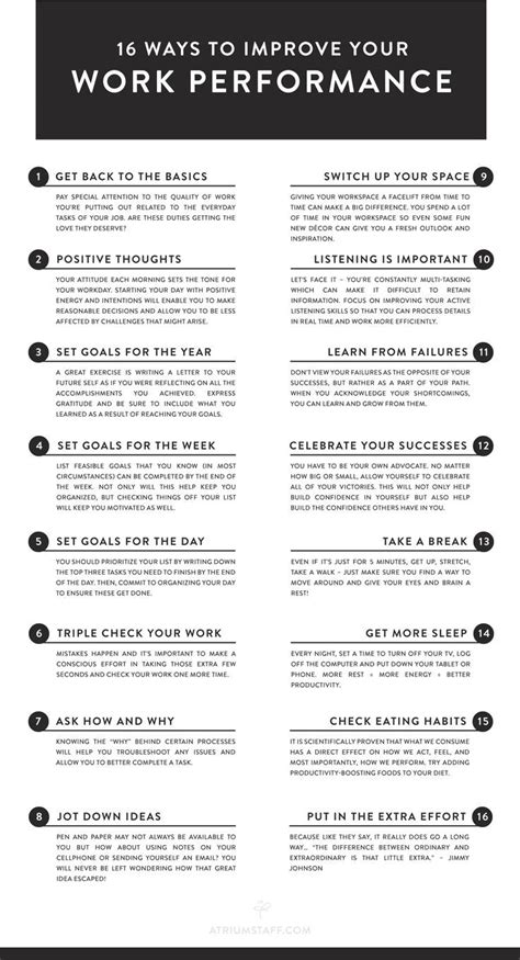 16 Ways To Improve Your Work Performance Infographic Work