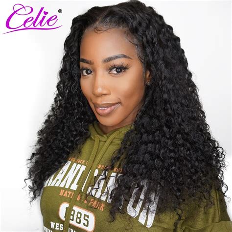 Glueless Lace Front Human Hair Wigs Deep Curly Wave Human Hair Wig 180