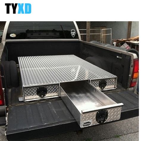 Weather Resistant Metal Tool Storage Box 3 Drawer Metal Truck Bed