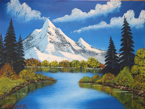 Bob Ross Painting Style Mountain Reflections Etsy