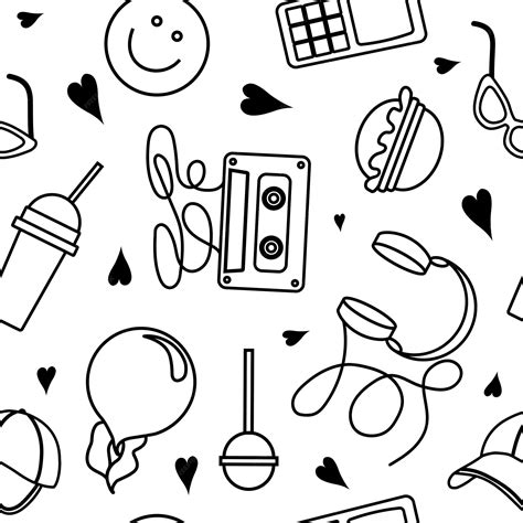 Premium Vector | Seamless pattern nostalgia futuristic style for the