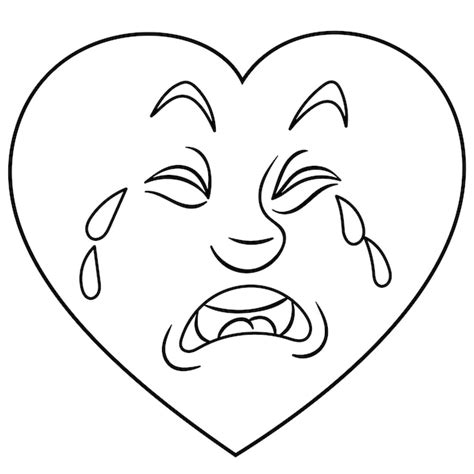 Lindo Corazón De Dibujos Animados Con Cara De Emoji Llorando Triste