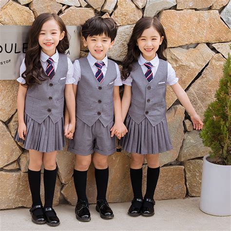 Newly Children School Uniform Top Pleated Skirt Vest Class
