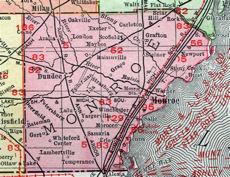 Monroe County Michigan 1911 Map Rand Mcnally Dundee Lambertville