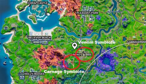 Fortnite Chapter 2 Season 8 Where To Find Venom And Carnage Symbiotes
