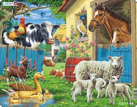 Larsen Puzzles Farm Animals Educational Jigsaw Puzzle 23 Piece Tray