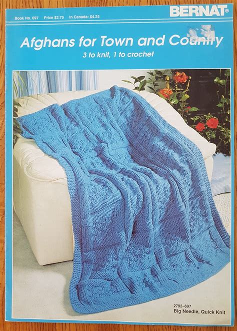 Afghans For Town And Country Bernat No 697 Pattern Leaflet 3 Knit