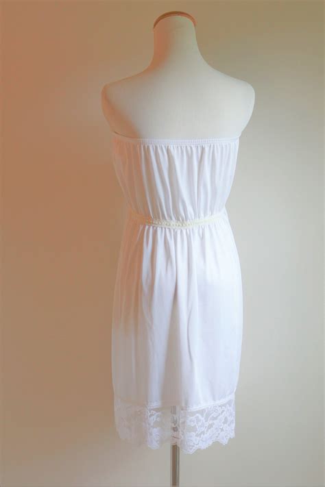 vintage white strapless slip upcycled half slip nightgown etsy