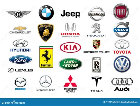 World Famous Car Brands Isolated On White Background Editorial Stock