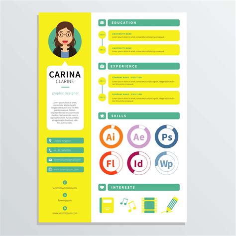 Graphic Designer Resume Template Vector Art Icons And Graphics For
