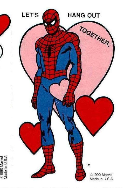Val005 Vintage Valentines Card Spiderman 2 1990 Marvel Blank Back