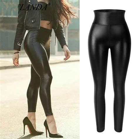 Buy Pu Leather Pencil Pants Women Sexy Tight Booty Up Skinny Leggings Faux Leather Trousers High