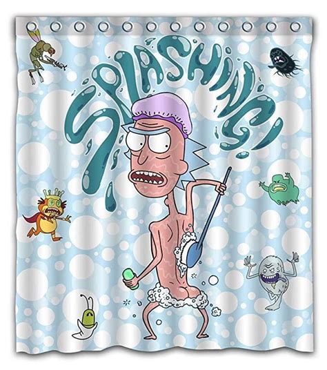 Funny Rick And Morty Splashing Rick Shower Curtain In 2020 Funny