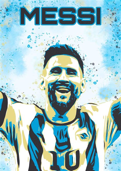 Lionel Messi Qatar World Cup 2022 Poster Argentina Messi Print Footb