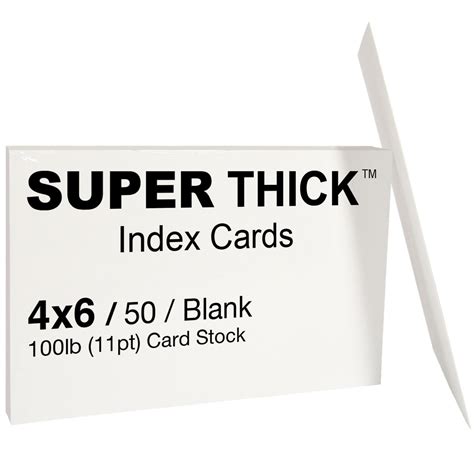 4x6 Super Thick Index Cards 50 Pack Blank Heavyweight Card