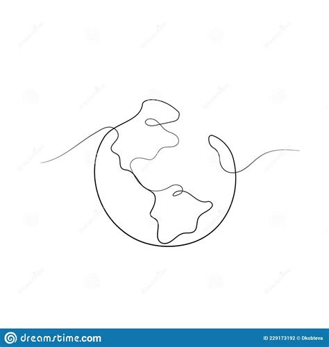 Earth Globe One Line Drawing Of World Map Vector Stock Vector