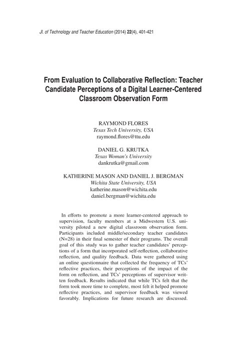 😀 Reflection Paper Classroom Observation Observation And Reflection Of