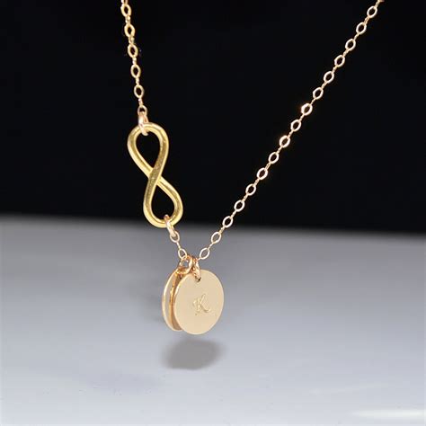 Infinity Initial Necklace Personalized Gold Necklace Etsy