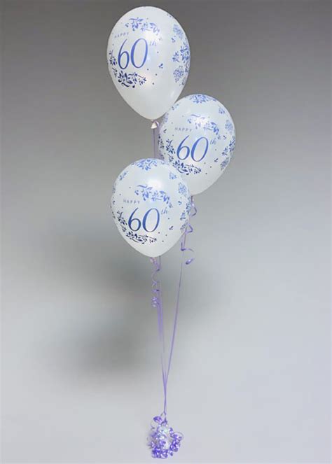 Inflated 60th Diamond Anniversary Lilac 3 Balloon Bouquet