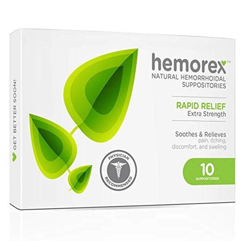 Hemorex Hemorrhoid Pain Relief Suppositories All Natural Healing