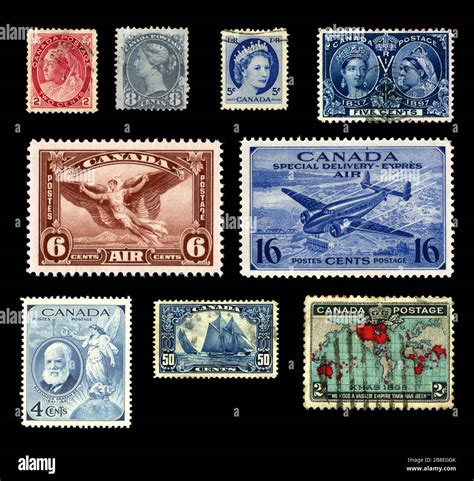 Various Historical Stamps From Canada Stock Photo Alamy