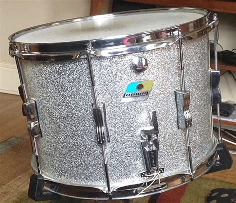 Ludwig 14x10 Marching Snare Drum 1970s Silver Sparkle Reverb