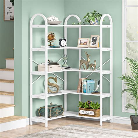 Buy Tribesigns 5 Shelf Corner Bookshelf 71 Tall Industrial Bookcase