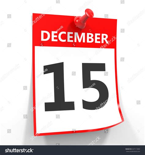 15 December Calendar Sheet Red Pin Stock Illustration 327111803