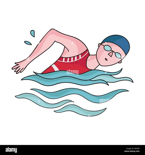 Swimmer In Cap And Goggles Swimming In The Poololympic Sports Single