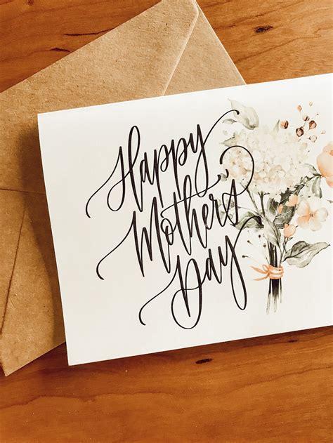 Happy Mothers Day Card Calligraphy Card Florals Pretty Etsy
