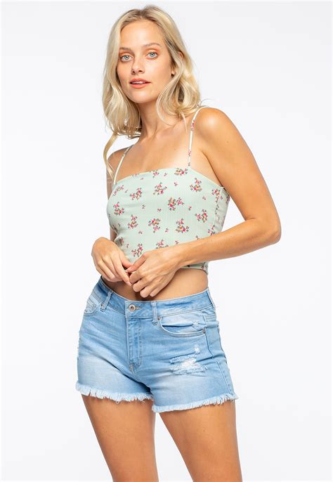 spaghetti strap floral crop top shop at papaya clothing