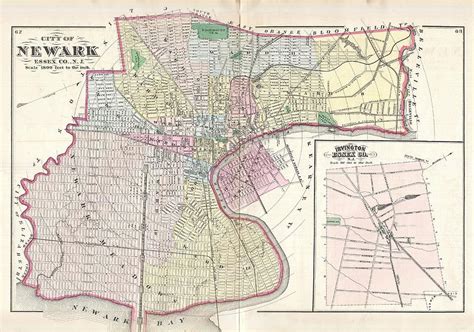 Vintage Map Of Newark Nj 1872 Drawing By Cartographyassociates