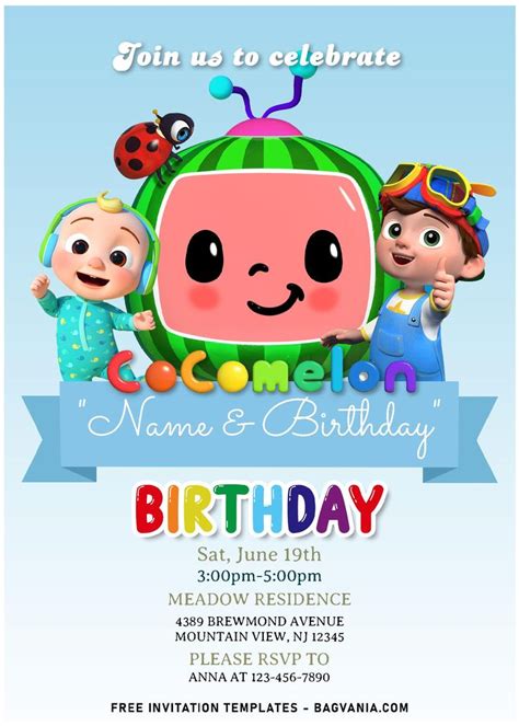 Free Editable Pdf Bright And Cheerful Cocomelon Birthday Invitation