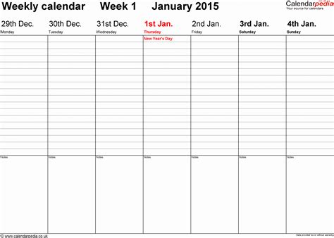 One Day Schedule Template Unique Weekly Calendar 2015 Uk Free Printable