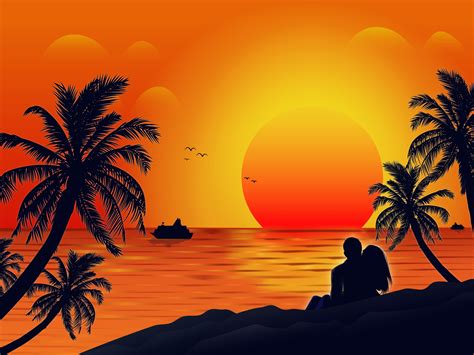 Beach Sunset Illustration By Md Jasim Uddin On Dribbble
