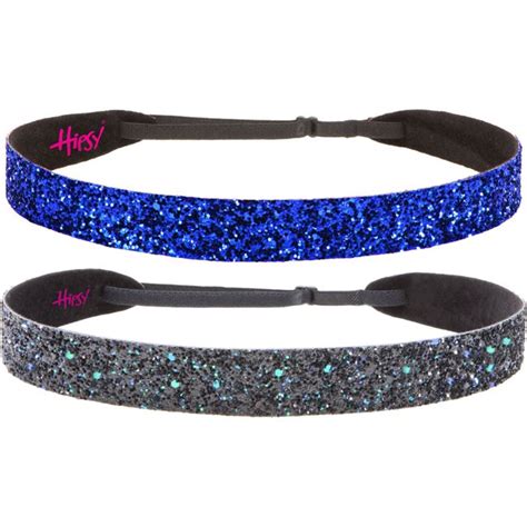 Hipsy Womens Adjustable Non Slip Wide Bling Glitter Headbands 2 Pack