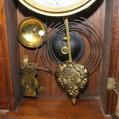 Bargain Johns Antiques Antique Walnut Waterbury Wooden Kitchen Clock