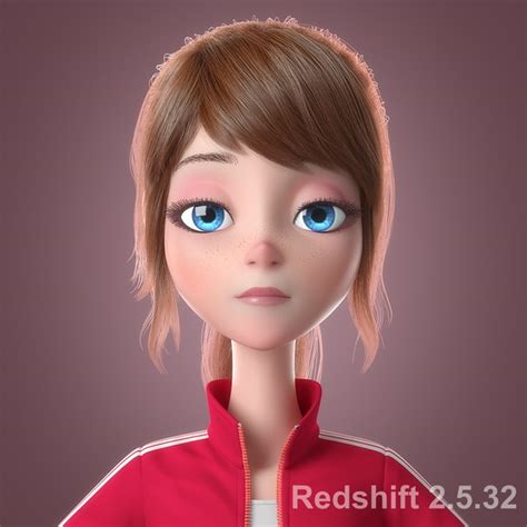 modelo 3d chica de dibujos animados aparejado turbosq